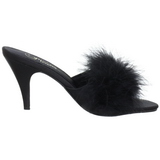 Schwarz 8 cm AMOUR-03 Mules Schuhe mit Marabou Federn - Plüsch