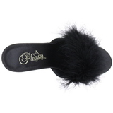 Schwarz 8 cm AMOUR-03 Mules Schuhe mit Marabou Federn - Plüsch