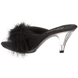 Schwarz 8 cm BELLE-301F Mules Schuhe mit Marabou Federn - Plüsch