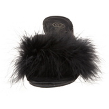 Schwarz 8 cm BELLE-301F Mules Schuhe mit Marabou Federn - Plüsch