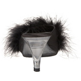 Schwarz 8 cm BELLE-301F Mules Schuhe mit Marabou Federn - Plüsch