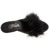 Schwarz 8 cm BELLE-301F Mules Schuhe mit Marabou Federn - Plüsch