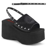 Schwarz 9 cm DemoniaCult FUNN-32 lolita emo plateau sandaletten