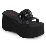 Schwarz 9 cm FUNN-18 Gothic Plateau Sandalen Damen