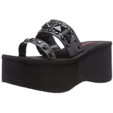 Schwarz 9 cm FUNN-18 Gothic Plateau Sandalen Damen