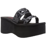 Schwarz 9 cm FUNN-18 Gothic Plateau Sandalen Damen