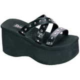 Schwarz 9 cm FUNN-19 Gothic Plateau Sandalen Damen