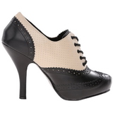 Schwarz Beige 11,5 cm retro vintage CUTIEPIE-14 Damen Oxford Pumps Schuhe Flach