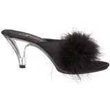 Schwarz Federn 8 cm BELLE-301F Mules Damen Schuhe für Herren