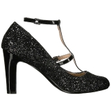 Schwarz Glitter 10 cm QUEEN-01 grosse grössen pumps schuhe