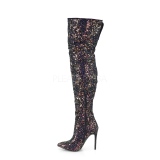 Schwarz Glitter 13 cm COURTLY-3015 Pleaser Overknee Stiefel