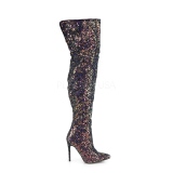 Schwarz Glitter 13 cm COURTLY-3015 Pleaser Overknee Stiefel