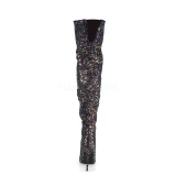 Schwarz Glitter 13 cm COURTLY-3015 Pleaser Overknee Stiefel