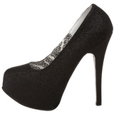 Schwarz Glitter 14,5 cm Burlesque TEEZE-31G Platform Pumps Schuhe