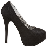 Schwarz Glitter 14,5 cm Burlesque TEEZE-31G Platform Pumps Schuhe