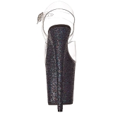 Schwarz Glitter 20 cm FLAMINGO-808LG Plateau Sandaletten mit hohen Absätzen