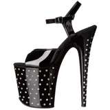 Schwarz Kristall Stein 20 cm STARDUST-809 Platform High Heel Schuhe