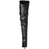 Schwarz Kunstleder 10 cm CLASSIQUE-3011 Overknees Damenstiefel