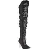 Schwarz Kunstleder 10 cm CLASSIQUE-3011 Overknees Damenstiefel