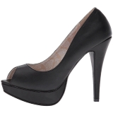 Schwarz Kunstleder 13,5 cm CHLOE-01 grosse grössen pumps schuhe