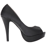 Schwarz Kunstleder 13,5 cm CHLOE-01 grosse grössen pumps schuhe