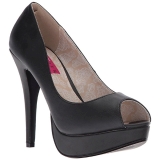 Schwarz Kunstleder 13,5 cm CHLOE-01 grosse grössen pumps schuhe