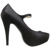 Schwarz Kunstleder 13,5 cm CHLOE-02 grosse grössen pumps schuhe