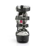 Schwarz Kunstleder 14,5 cm Burlesque TEEZE-42W herren high heels für breite füsse