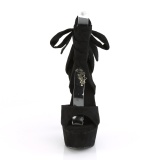 Schwarz Kunstleder 15 cm DELIGHT-679 high heels mit knöchelschnürung