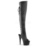 Schwarz Kunstleder 18 cm ADORE-3019 Overknee stiefel mit plateau