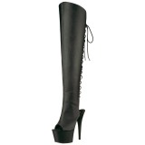 Schwarz Kunstleder 18 cm ADORE-3019 Overknee stiefel mit plateau