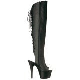 Schwarz Kunstleder 18 cm ADORE-3019 Overknee stiefel mit plateau