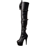 Schwarz Kunstleder 18 cm ADORE-3028 Overknee stiefel mit plateau