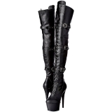 Schwarz Kunstleder 18 cm ADORE-3028 Overknee stiefel mit plateau