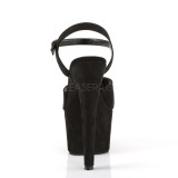 Schwarz Kunstleder 18 cm ADORE-709FS Sandaletten mit high heels