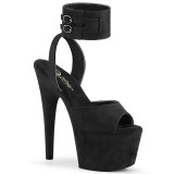 Schwarz Kunstleder 18 cm ADORE-791FS pleaser high heels mit knöchelriemen