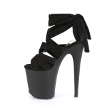 Schwarz Kunstleder 20 cm FLAMINGO-876 high heels mit knöchelschnürung