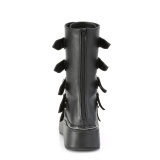 Schwarz Kunstleder 5 cm EMILY-330 plateau damenstiefel mit schnalle