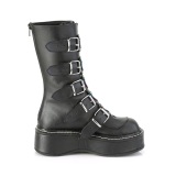 Schwarz Kunstleder 5 cm EMILY-330 plateau damenstiefel mit schnalle