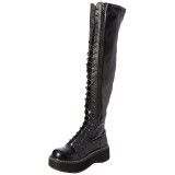 Schwarz Kunstleder 5 cm EMILY-375 overknee stiefel mit schnürung