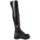 Schwarz Kunstleder 5 cm EMILY-375 overknee stiefel mit schnürung