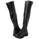 Schwarz Kunstleder 5 cm EMILY-375 overknee stiefel mit schnürung