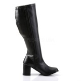 Schwarz Kunstleder 7,5 cm GOGO-300WC breite waden damenstiefel mit weitschaft