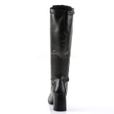 Schwarz Kunstleder 7,5 cm GOGO-300WC breite waden damenstiefel mit weitschaft