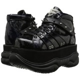 Schwarz Kunstleder 7,5 cm NEPTUNE-100 Plateau Gothic Schuhe Herren