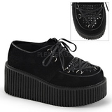 Schwarz Kunstleder CREEPER-216 Plateau Creepers Schuhe Damen
