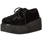 Schwarz Kunstleder CREEPER-216 Plateau Creepers Schuhe Damen