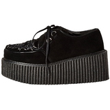 Schwarz Kunstleder CREEPER-216 Plateau Creepers Schuhe Damen