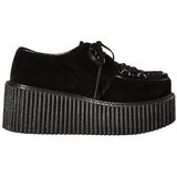 Schwarz Kunstleder CREEPER-216 Plateau Creepers Schuhe Damen