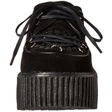 Schwarz Kunstleder CREEPER-216 Plateau Creepers Schuhe Damen
